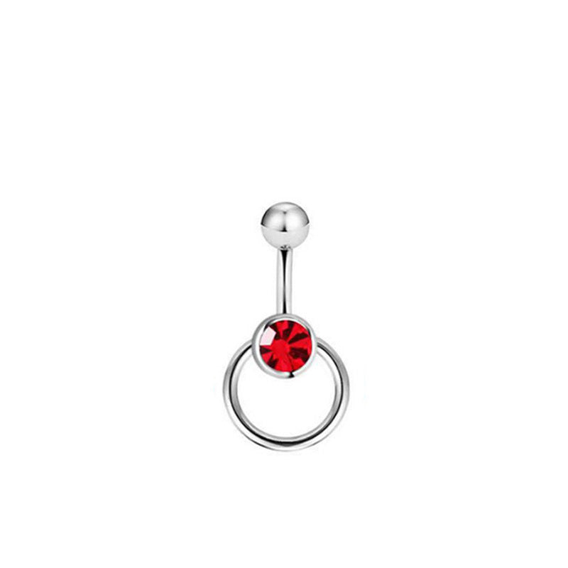 Simple Style Round Stainless Steel Zircon Belly Ring In Bulk