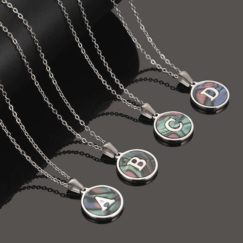 Fashion Round Letter Stainless Steel Necklace Patchwork Stainless Steel Necklaces