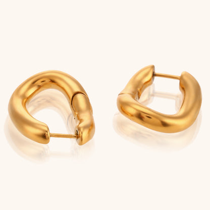1 Pair Lady Simple Style Irregular Polishing Plating Stainless Steel 18K Gold Plated Hoop Earrings