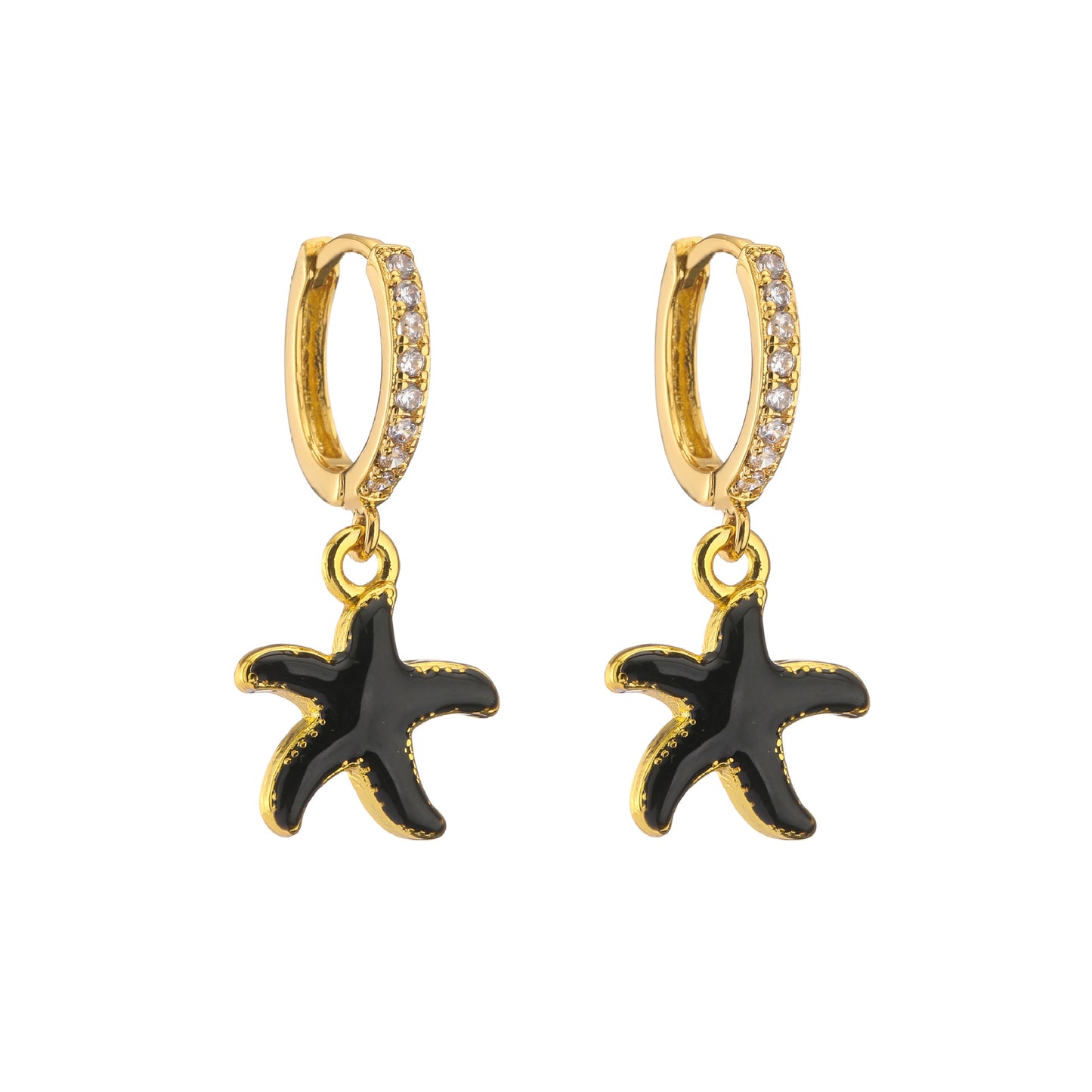 Retro Micro-inlaid Zircon Oil Drop Color Heart Starfish Lightning Earrings