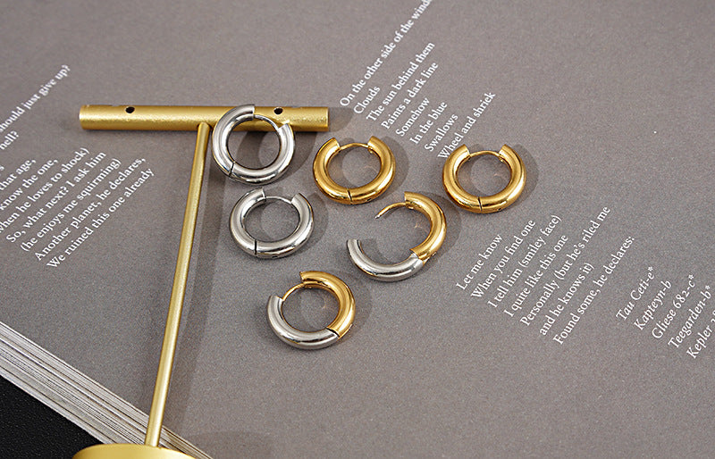 Ins Style Geometric Titanium Steel Plating No Inlaid Earrings