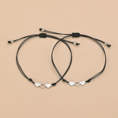 Elegant Streetwear Star Moon Heart Shape Alloy Rope Plating Valentine's Day Unisex Drawstring Bracelets