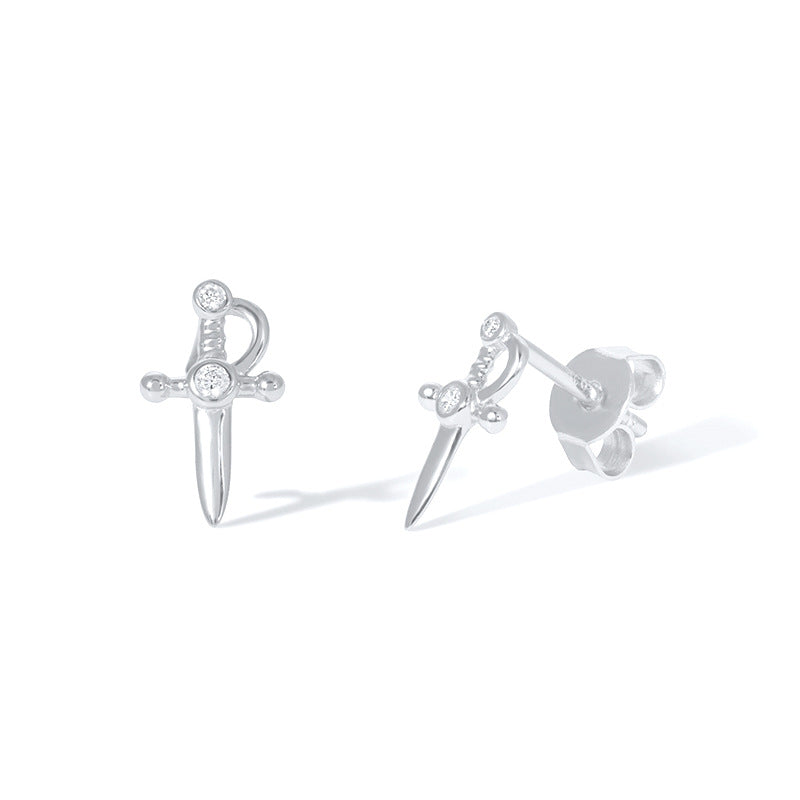 1 Pair Simple Style Cross Plating Sterling Silver Ear Studs