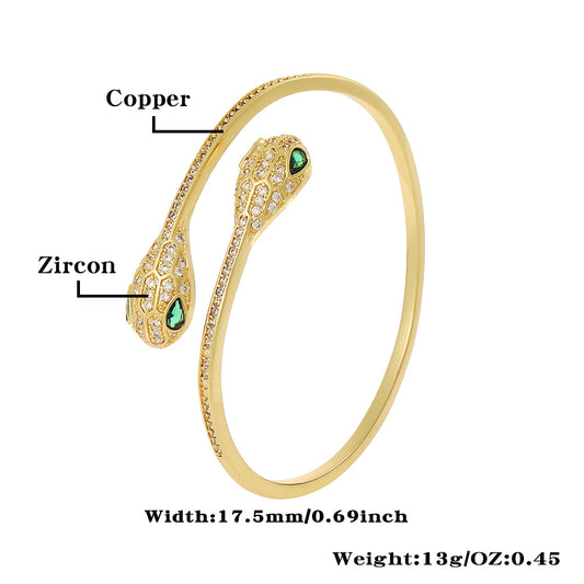 Retro Streetwear Geometric Copper Plating Inlay Zircon Bangle