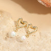 Cross-border hot retro personality hollow heart design sense shell bead pendant exaggerated temperament versatile earrings jewelry women