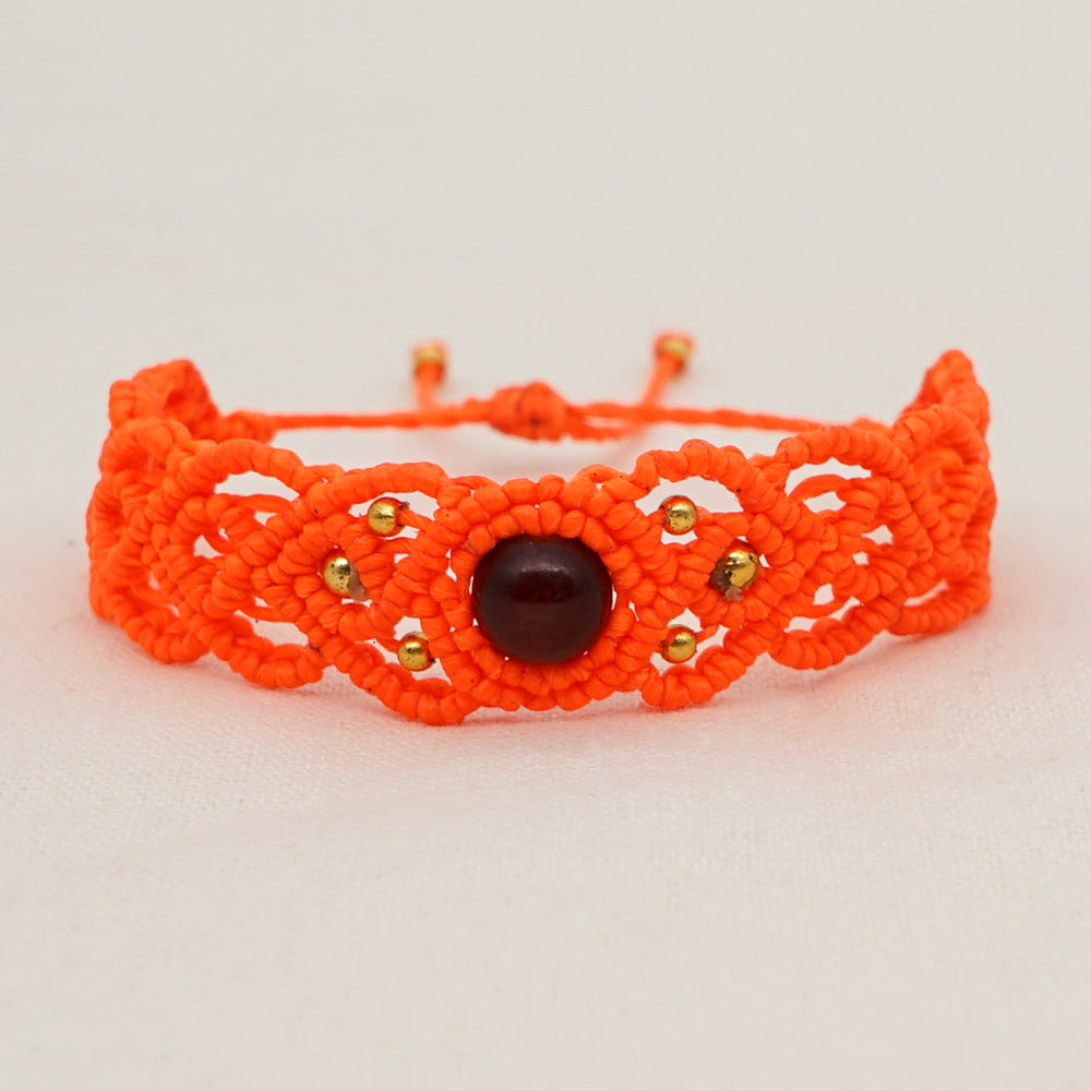 Ethnic Style Handmade Stone Beaded Macrame Bracelet