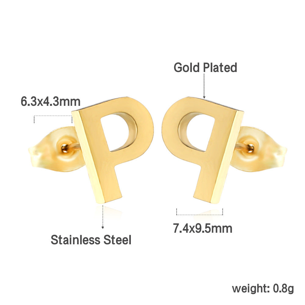 1 Pair Simple Style Letter Plating Stainless Steel Ear Studs