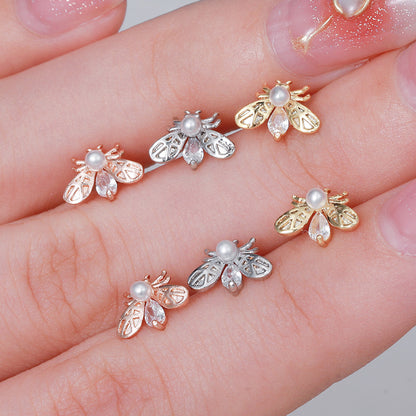 Fashion Geometric Copper Inlay Zircon Ear Studs 1 Piece