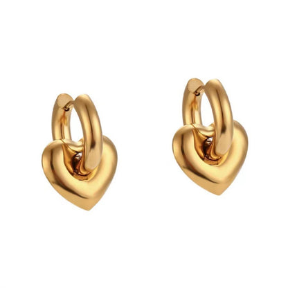 1 Pair Simple Style Star Heart Shape Polishing Titanium Steel Drop Earrings