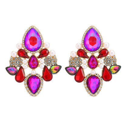 Retro Lady Simple Style Water Droplets Rhinestone Inlay Artificial Gemstones Women's Drop Earrings