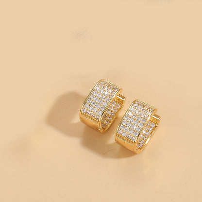 Cross-border hot-selling French retro luxury U-shaped zircon earrings design light luxury minimalist earrings jewelry women