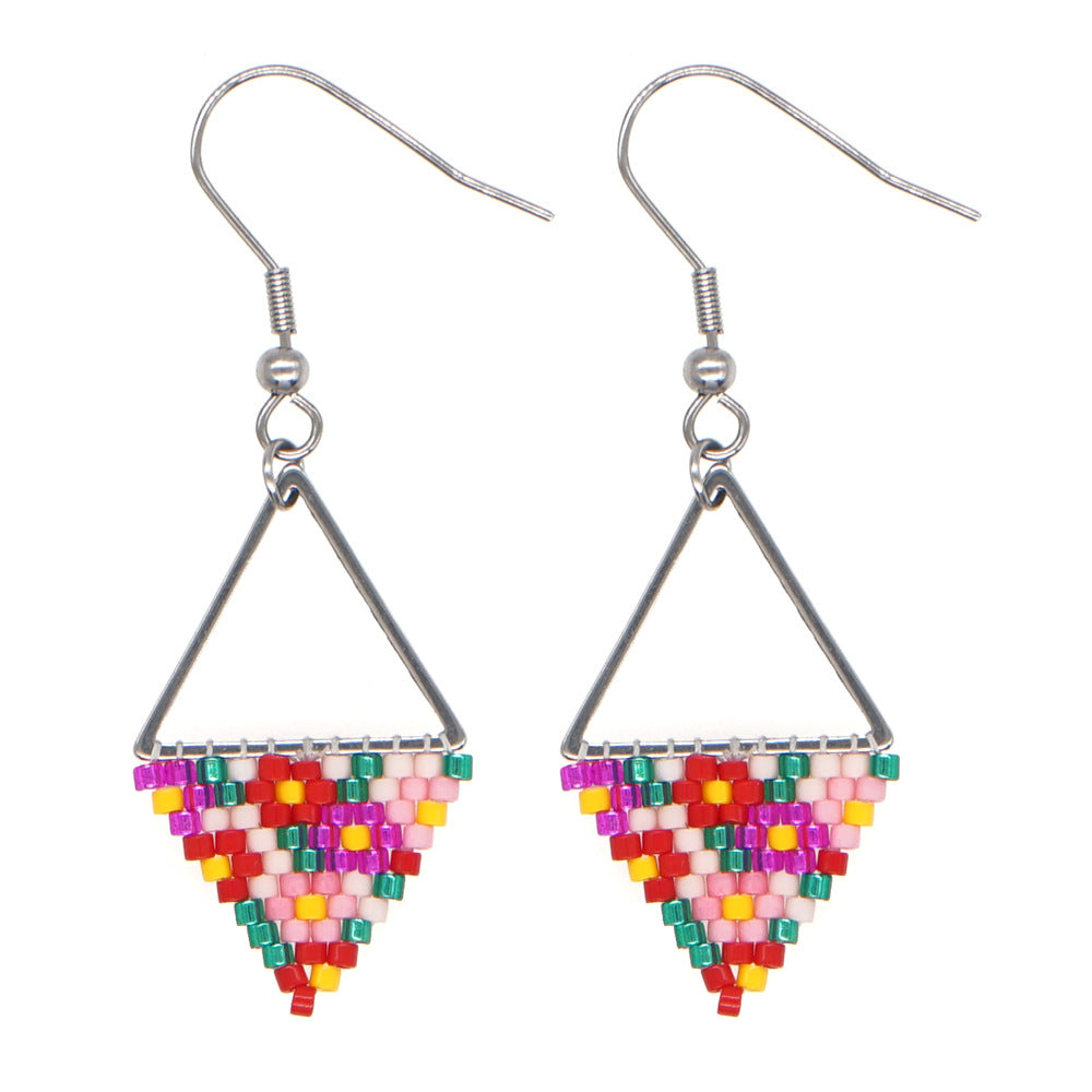 Bohemian Retro Ethnic Miyuki Rice Bead Triangle Earrings