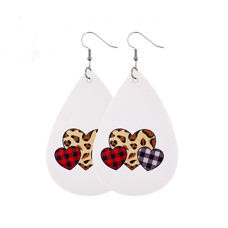 1 Pair Lady Streetwear Letter Heart Shape Pu Leather Drop Earrings