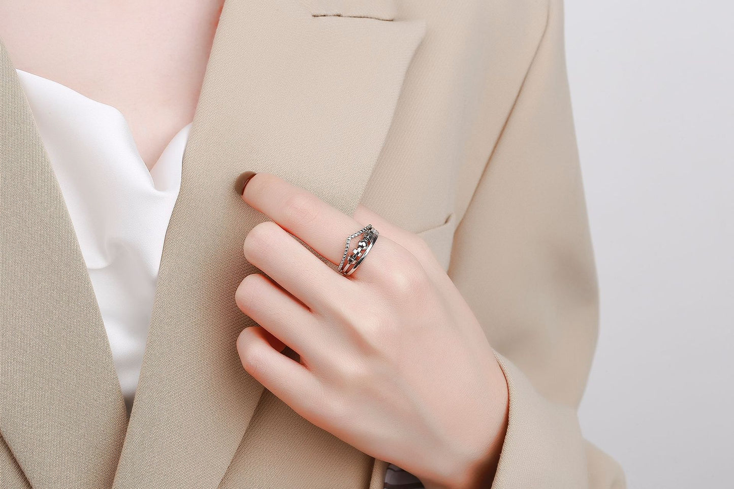 Fashion Geometric Metal Layered Women's Rings