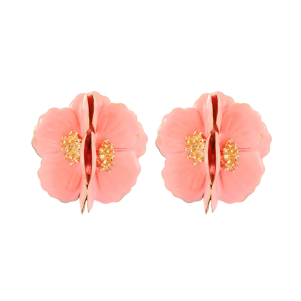 1 Pair Fashion Flower Metal Plating Women's Ear Studs