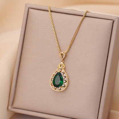 Casual Simple Style Rabbit Heart Shape Fish Tail Titanium Steel Plating Inlay Opal Pearl Zircon Pendant Necklace