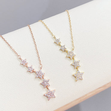 Fashion Geometric Star Copper Inlay Zircon Necklace