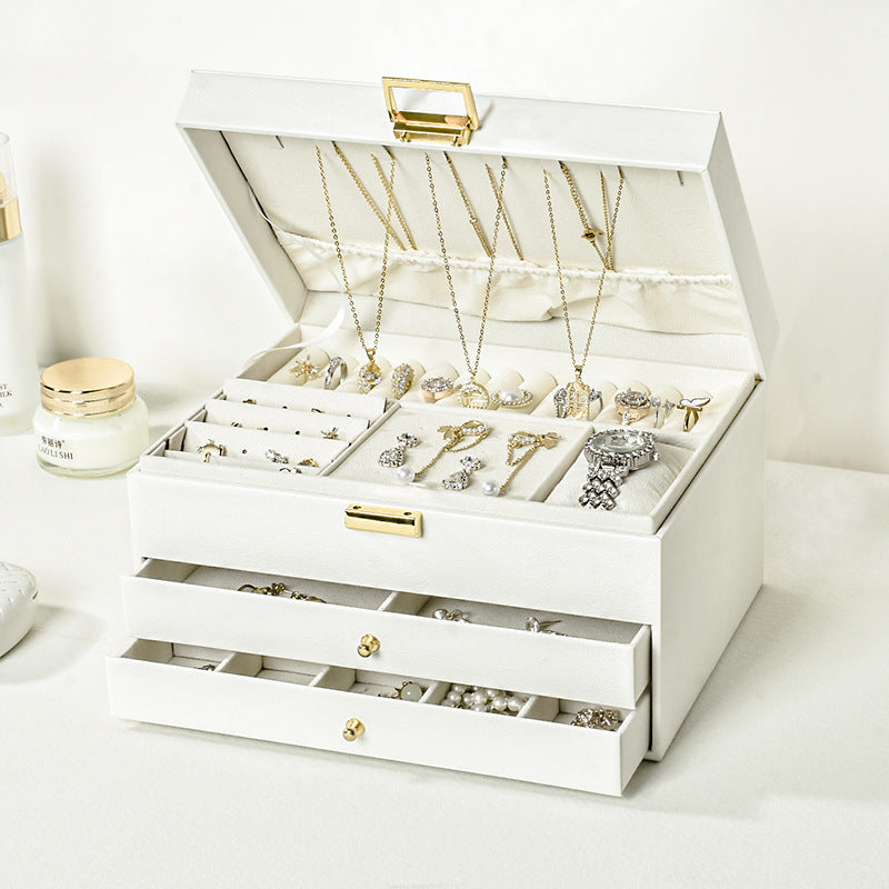 Multifunctional jewelry box Household multi-layer drawer type anti-oxidation large-capacity earrings, earrings, jewelry storage box