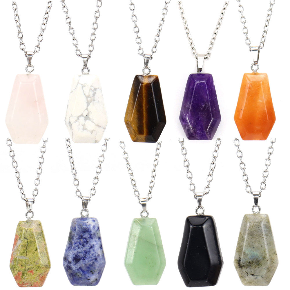 Simple Style Leaf Natural Stone Agate Knitting Pendant Necklace