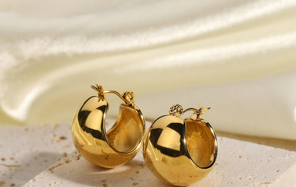 Simple Spherical Gold-plated Stainless Steel Earrings