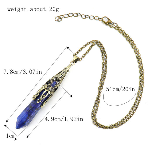 Casual Simple Style Hexagon Prism Crystal Agate Pendant Necklace Long Necklace In Bulk