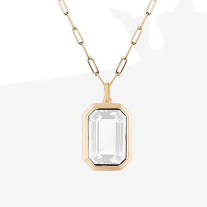 Simple Style Geometric Stainless Steel Titanium Steel Inlay Zircon Pendant Necklace