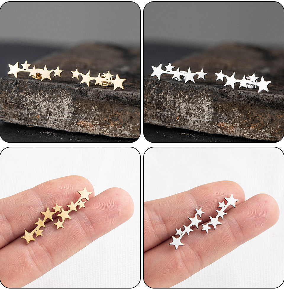 1 Pair Hip-Hop Triangle Star Heart Shape Stainless Steel Ear Studs