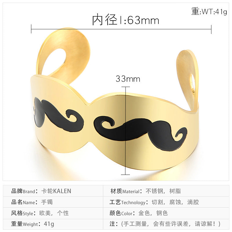 Fashion Personality Stainless Steel Beard Open Bracelet Jewelry Wholesale