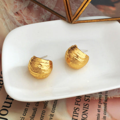 Retro C Shape Plating Copper Ear Studs