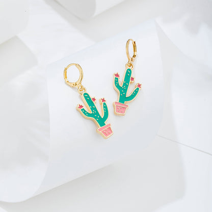 Wholesale Jewelry Geometric Hollow Plant Cactus Earrings Gooddiy