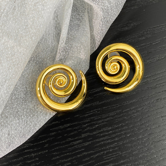 1 Pair Vintage Style Geometric Solid Color Plating Hollow Out Metal Ear Studs