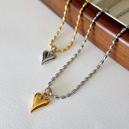 Titanium Steel 18K Gold Plated Simple Style Heart Shape Pendant Necklace