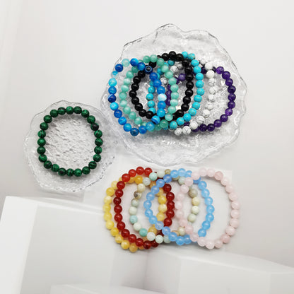 Simple Style Solid Color Natural Stone Beaded Bracelets