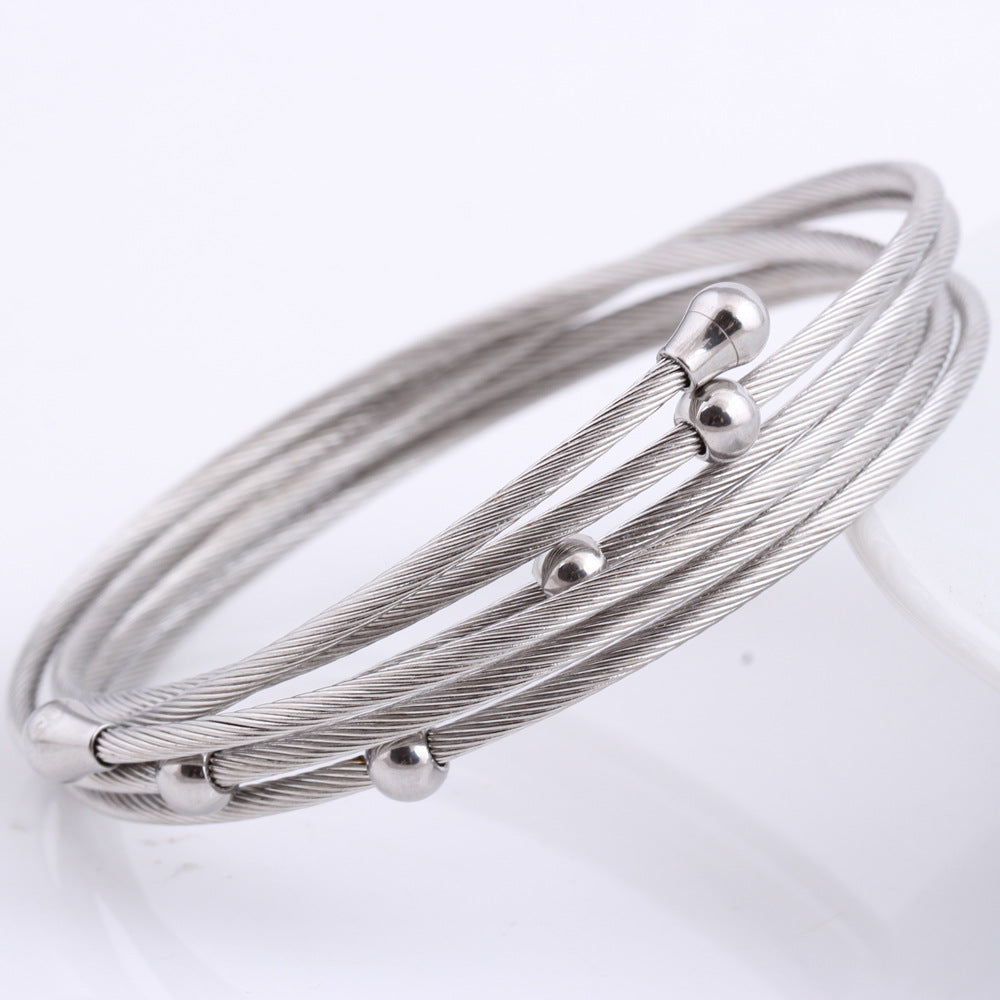 Titanium Steel Simple Style Geometric Bangle