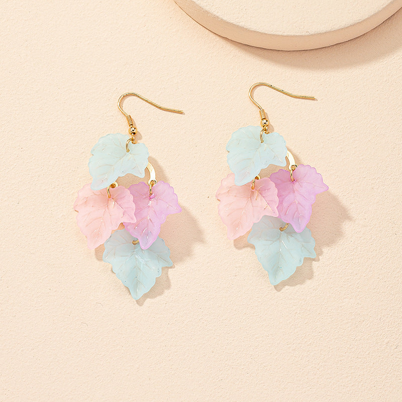 Fashion New Jewelry Leaf Earrings Fashion Simple Irregular Color Alloy Earrings