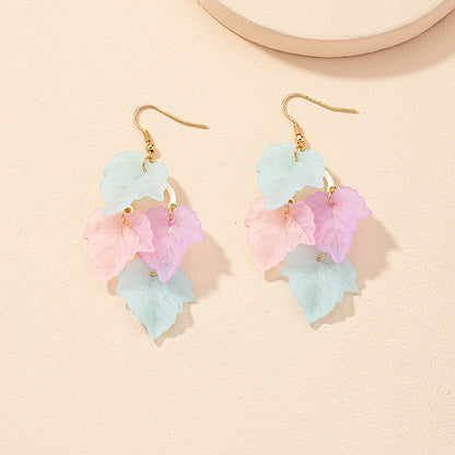 Fashion New Jewelry Leaf Earrings Fashion Simple Irregular Color Alloy Earrings