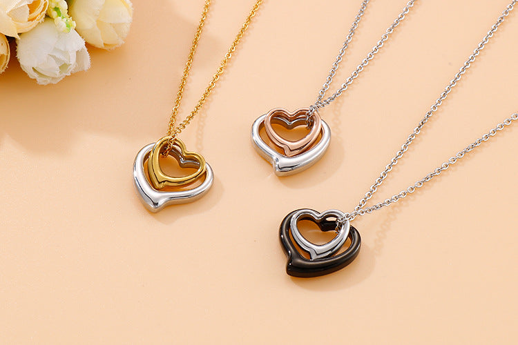 Jewelry Wholesale Clavicle Chain Fashion Heart-shaped Stainless Steel Necklace