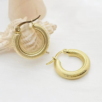 1 Pair Streetwear Solid Color Plating Stainless Steel Hoop Earrings