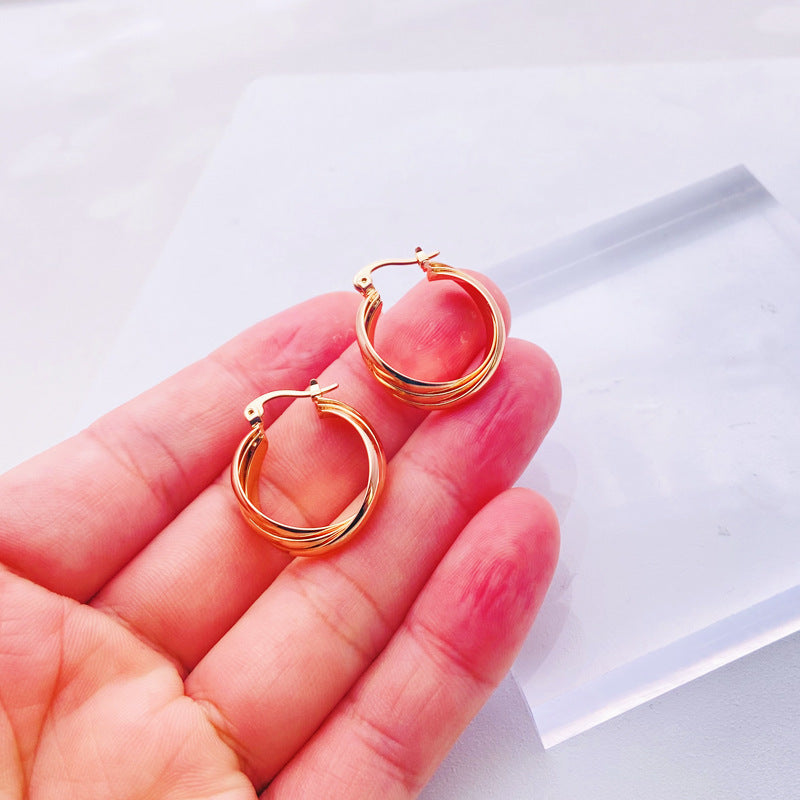 1 Pair Fashion Circle Solid Color Copper Plating Hoop Earrings