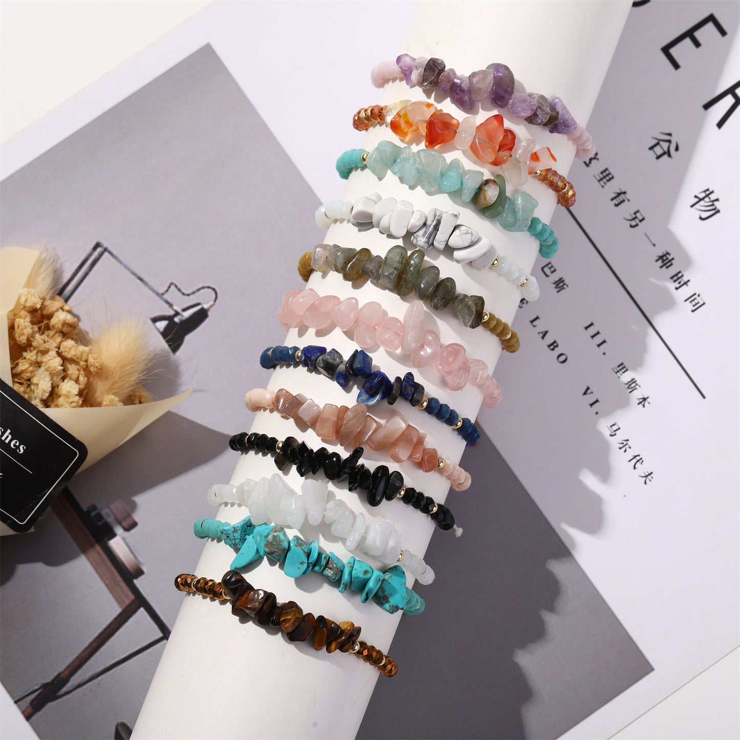 Casual Geometric Natural Stone Irregular Knitting Bracelets