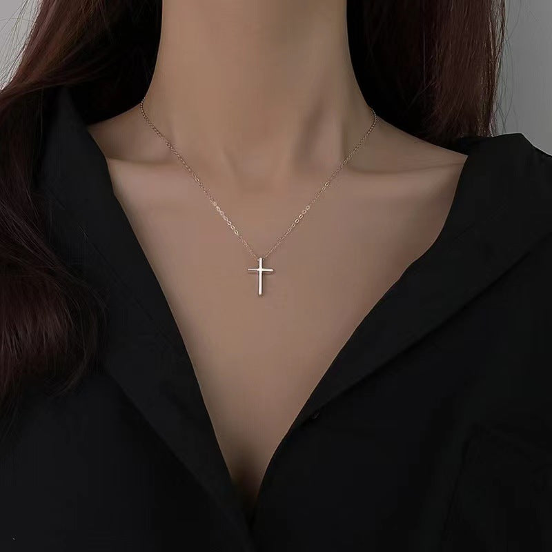 Simple Style Cross Sterling Silver Plating Pendant Necklace