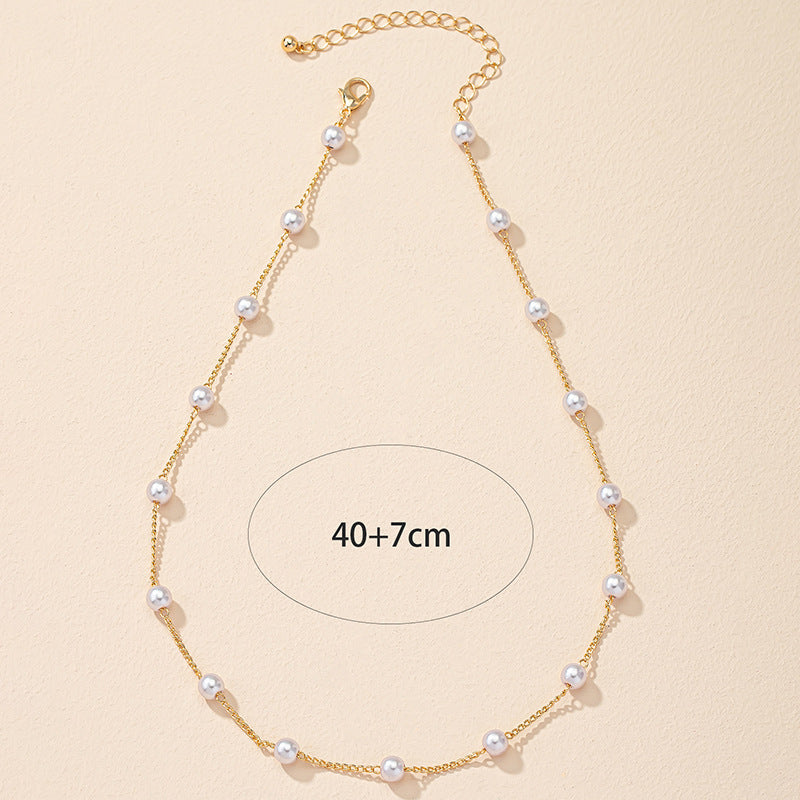 Fashion Pearl Thin Chain Sweet Millet Grain Short Necklace Accessories