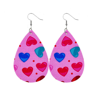 1 Pair Sweet Streetwear Heart Shape Pu Leather Drop Earrings