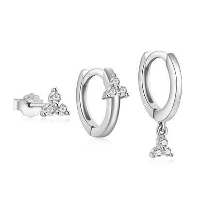 1 Set Simple Style Star Butterfly Plating Sterling Silver Hoop Earrings Ear Studs