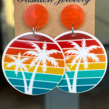 1 Pair Vacation Beach Letter Coconut Tree Arylic Drop Earrings
