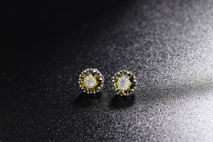 1 Pair Simple Style Geometric Inlay Sterling Silver Zircon Ear Studs