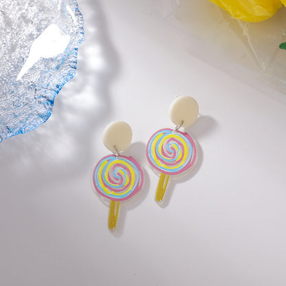 Korean Hand-painted Acrylic Stick Candy Color Earring