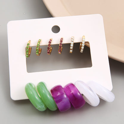 1 Set Retro C Shape Inlay Alloy Rhinestones Earrings