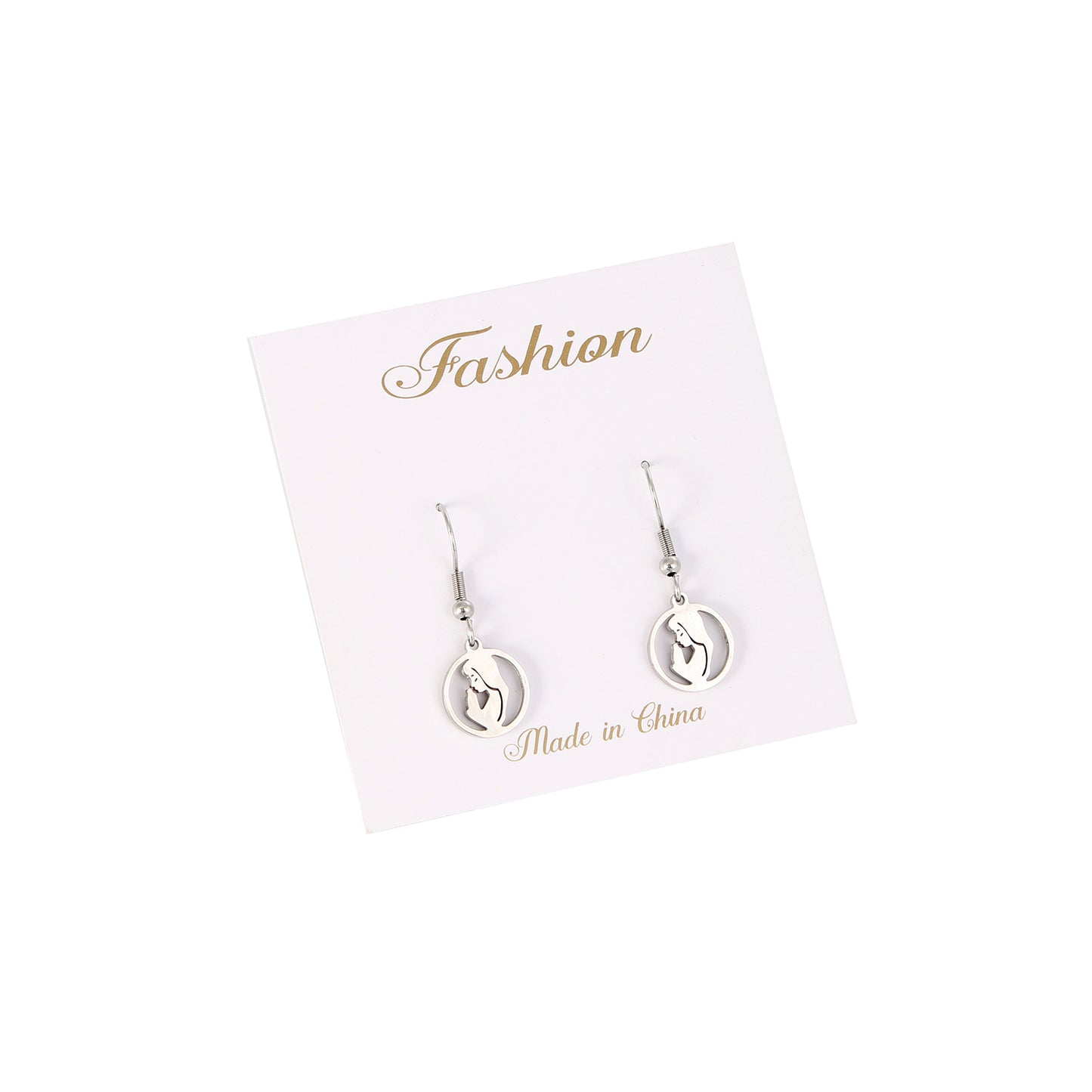 1 Pair Fashion Portrait Polishing Stainless Steel Drop Earrings