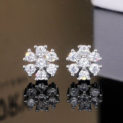 1 Pair Simple Style Flower Inlay Copper Zircon Ear Studs